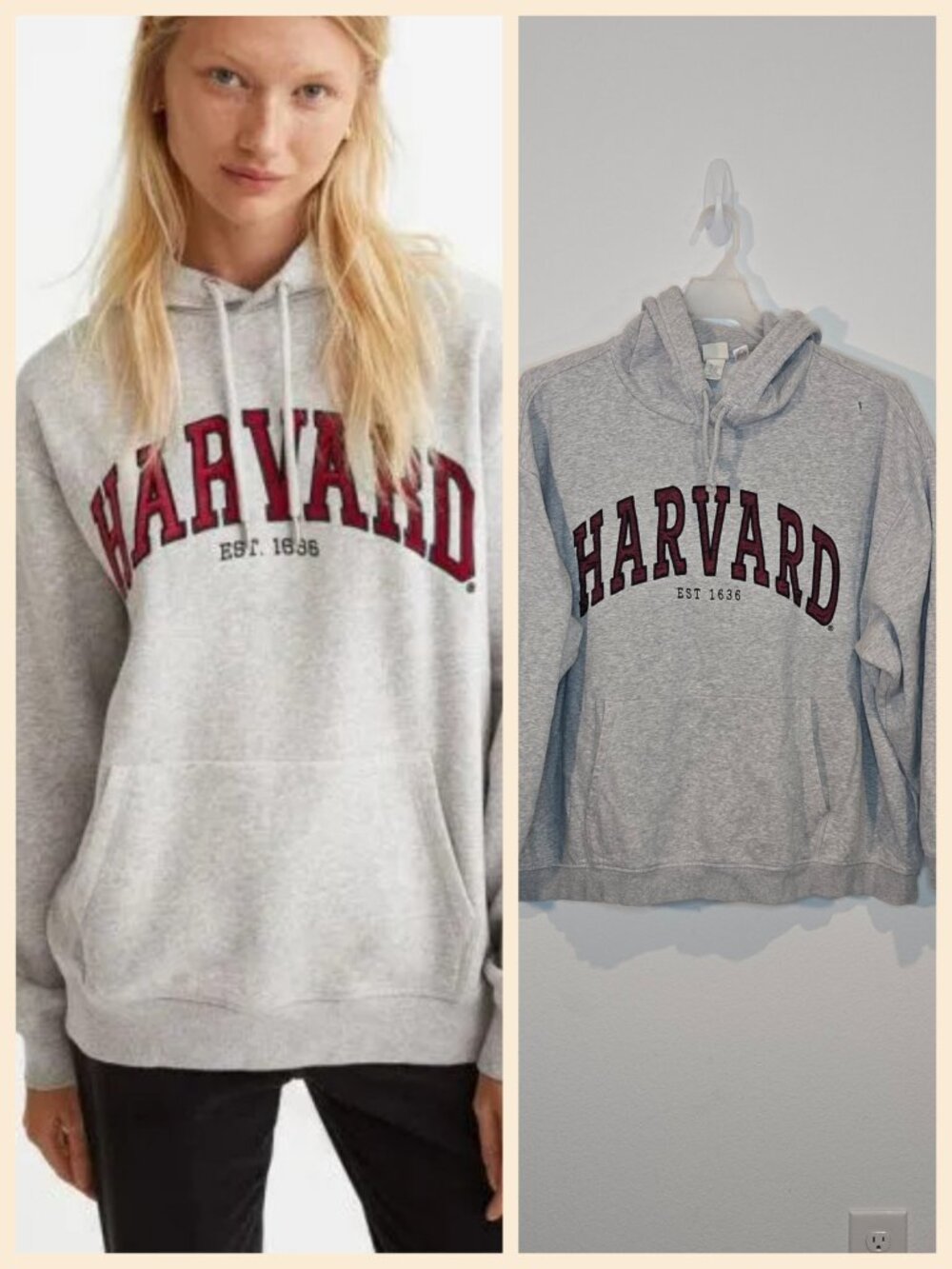 H&M Harvard hoodie sweatshirt  Size XXL grey  used